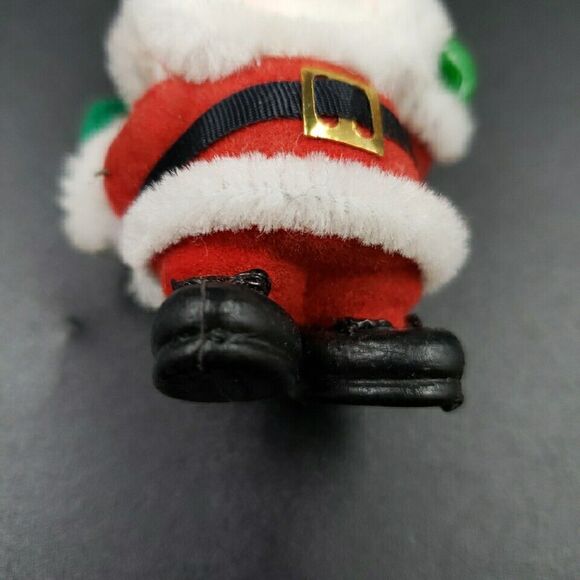 Vintage Advertising Flocked Christmas Ornament Santa Bear Loves Travel Stop RARE - Picture 7 of 11